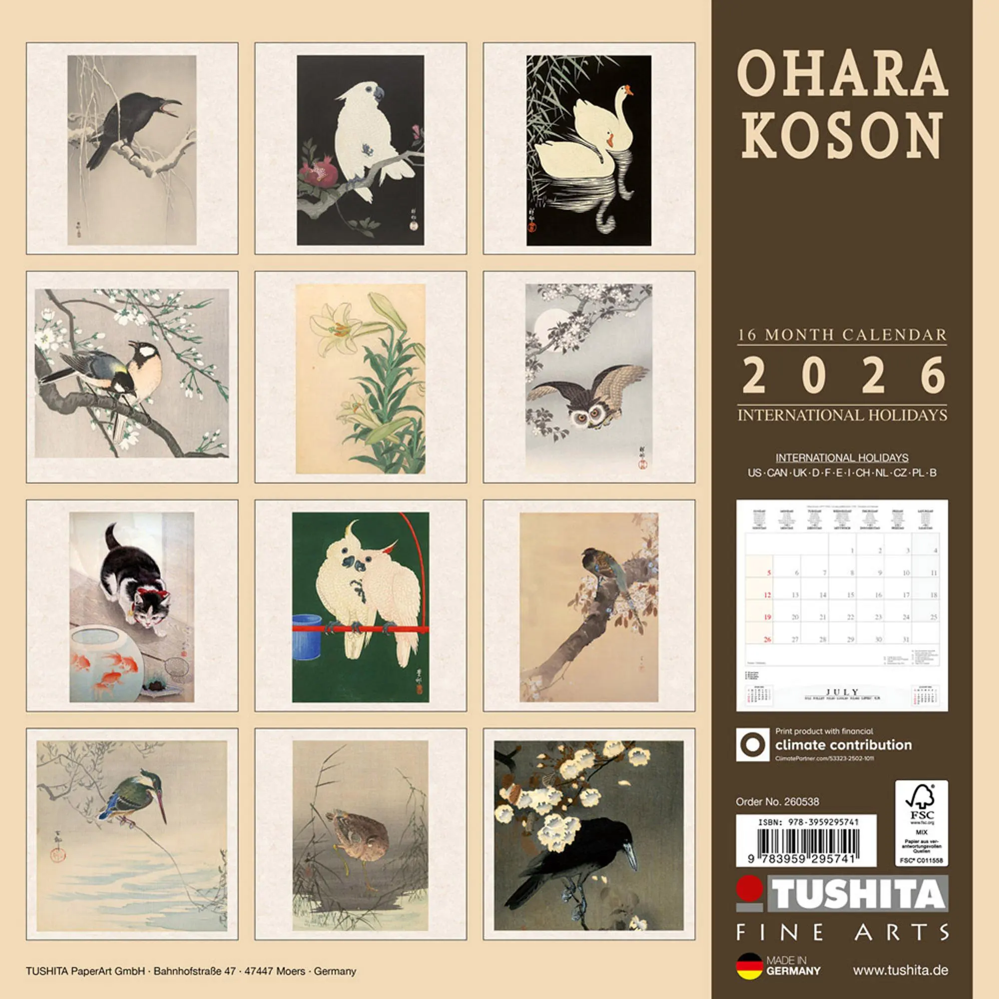 Rückseite: 9783959295741 | Ohara Koson 2026 | Kalender 2026 | Kalender | 28 S. | Englisch | 2026
