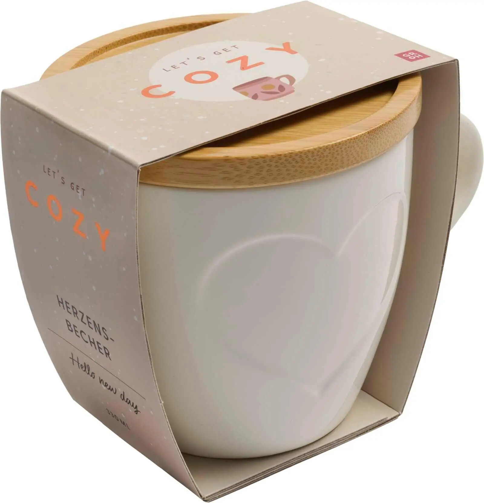 COZY Tasse mit Bambusdeckel (weiß)