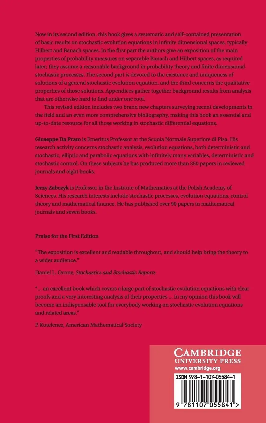 Rückseite: 9781107055841 | Stochastic Equations in Infinite Dimensions | Prato (u. a.) | Buch