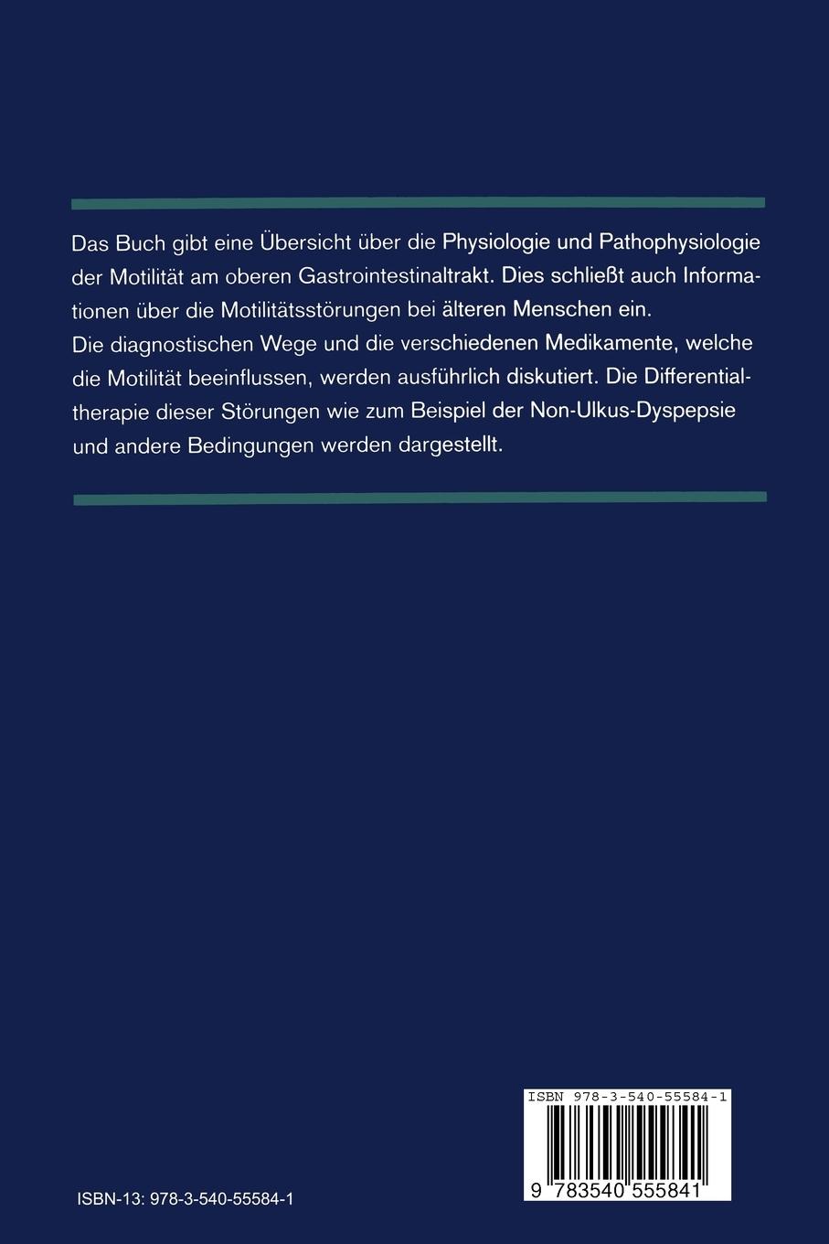 Rückseite: 9783540555841 | Störungen der Motilität des oberen Gastrointestinaltraktes | Buch