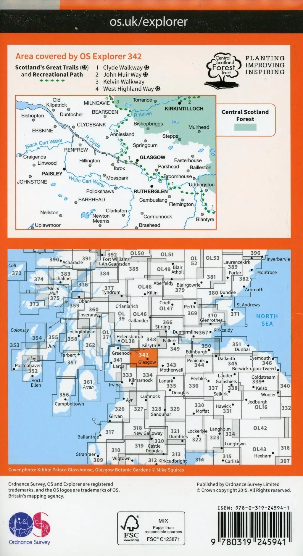 Bild: 9780319245941 | Glasgow | Ordnance Survey | (Land-)Karte | Karte/Landkarte | Englisch