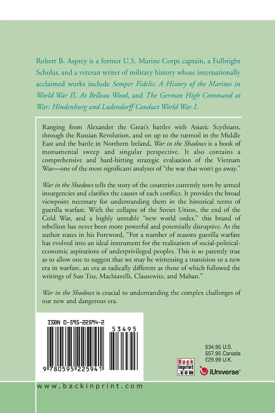 Rückseite: 9780595225941 | War In The Shadows | The Guerrilla In History | Robert B. Asprey