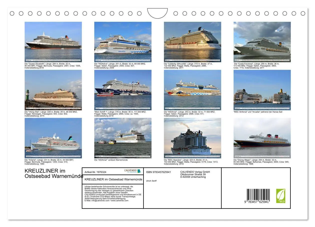 Bild: 9783457625941 | KREUZLINER im Ostseebad Warnemünde (Wandkalender 2026 DIN A4 quer),...