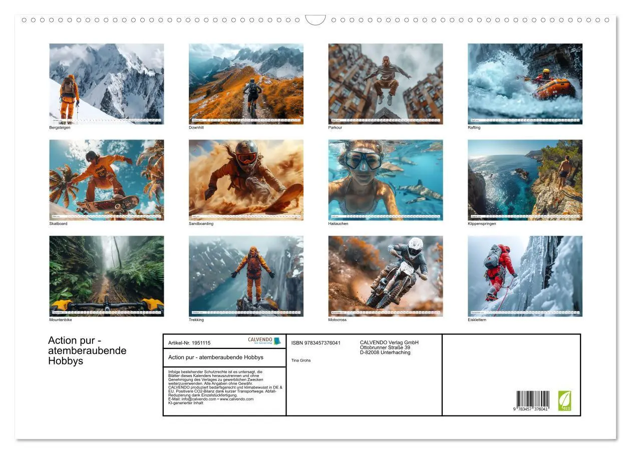 Bild: 9783457376041 | Action pur - atemberaubende Hobbys (Wandkalender 2026 DIN A2 quer),...