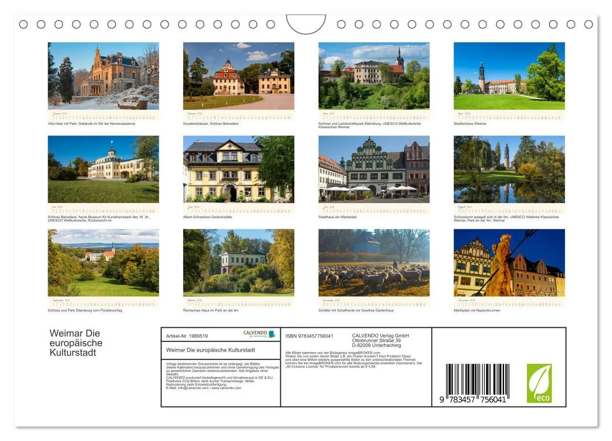 Bild: 9783457756041 | Weimar Die europäische Kulturstadt (Wandkalender 2026 DIN A4 quer),...