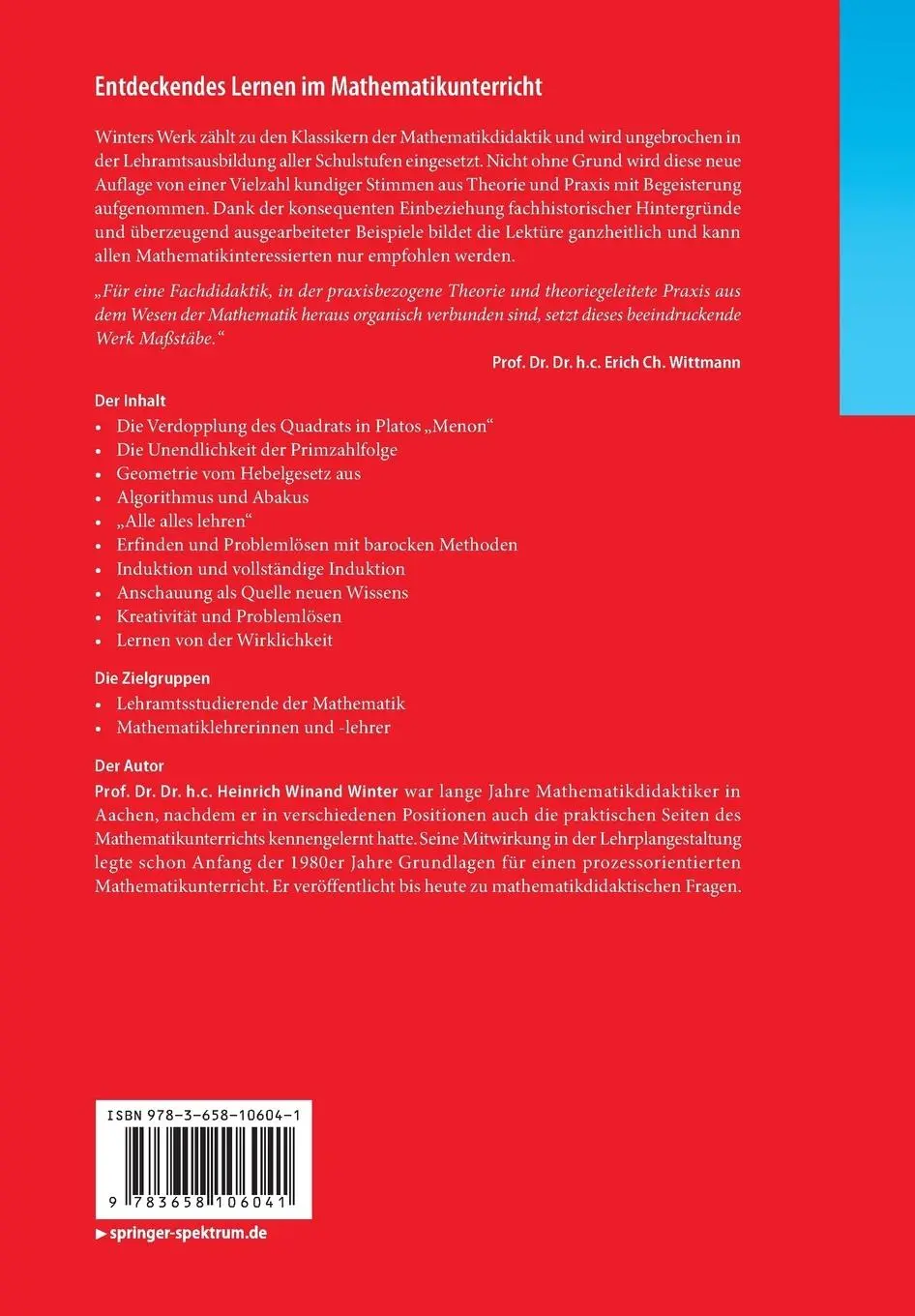 Rückseite: 9783658106041 | Entdeckendes Lernen im Mathematikunterricht | Heinrich Winand Winter