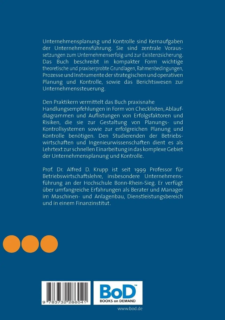 Rückseite: 9783732286041 | Unternehmensplanung und Kontrolle | Kompakt | Alfred D. Krupp | Buch