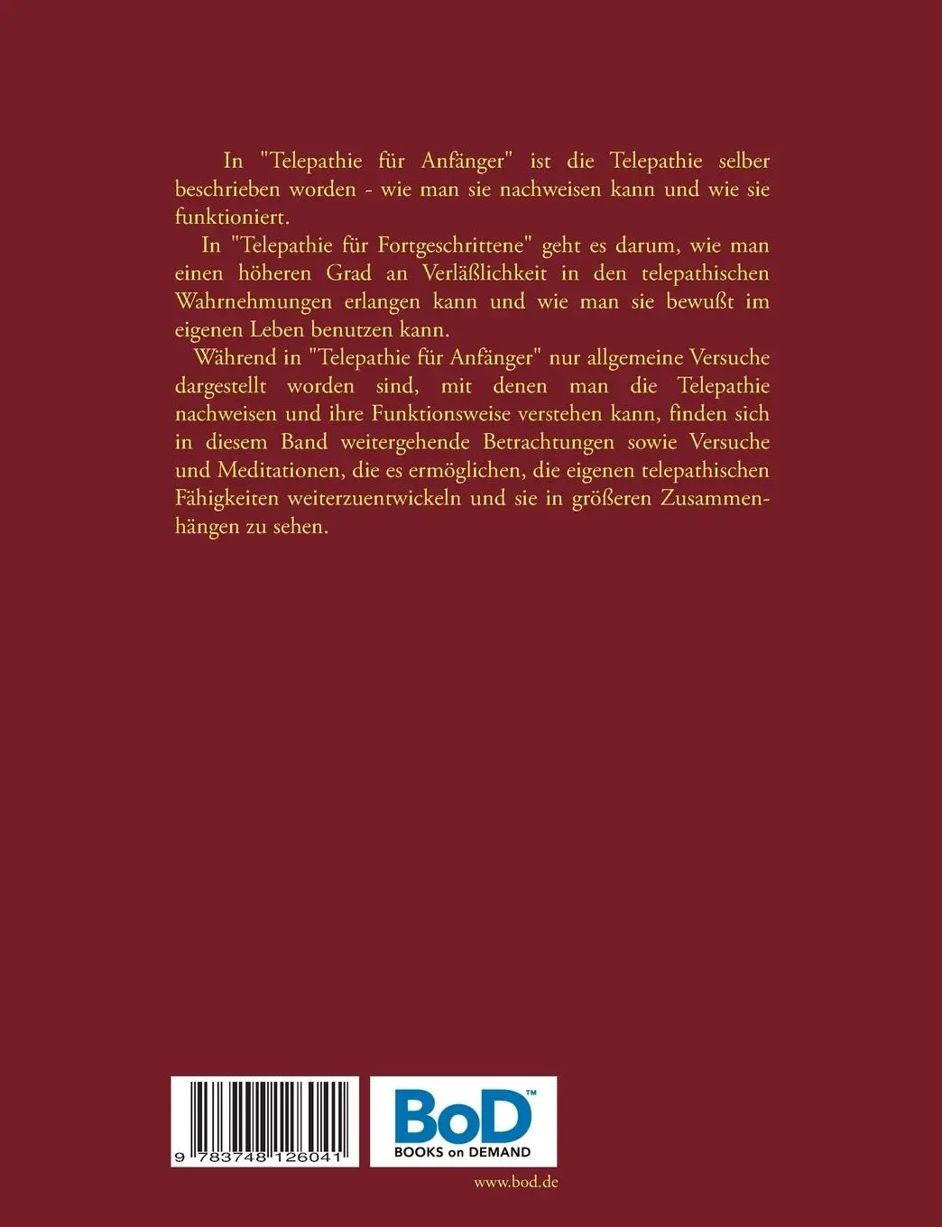 Rückseite: 9783748126041 | Telepathie für Fortgeschrittene | Harry Eilenstein | Taschenbuch