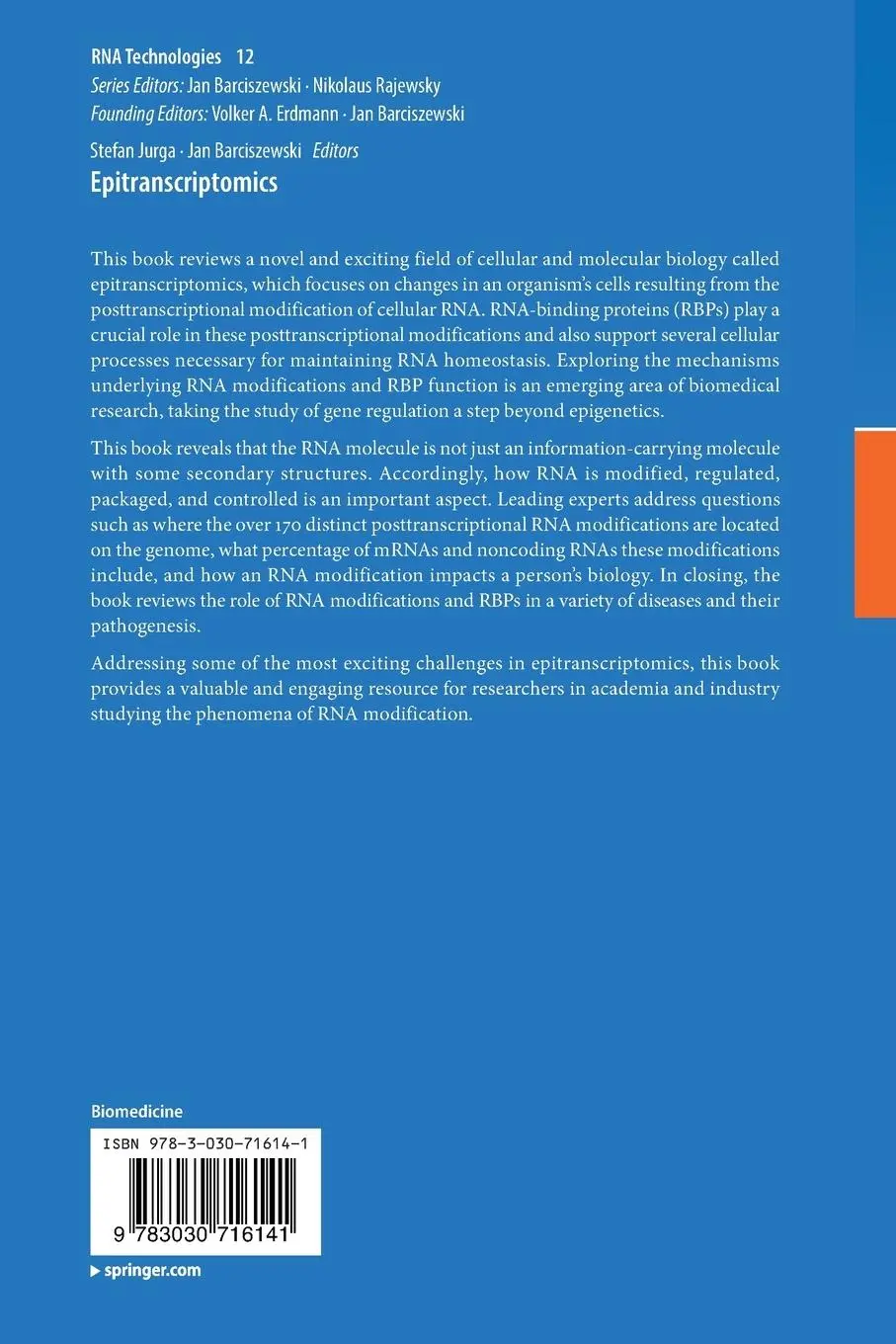 Rückseite: 9783030716141 | Epitranscriptomics | Jan Barciszewski (u. a.) | Taschenbuch | x | 2022