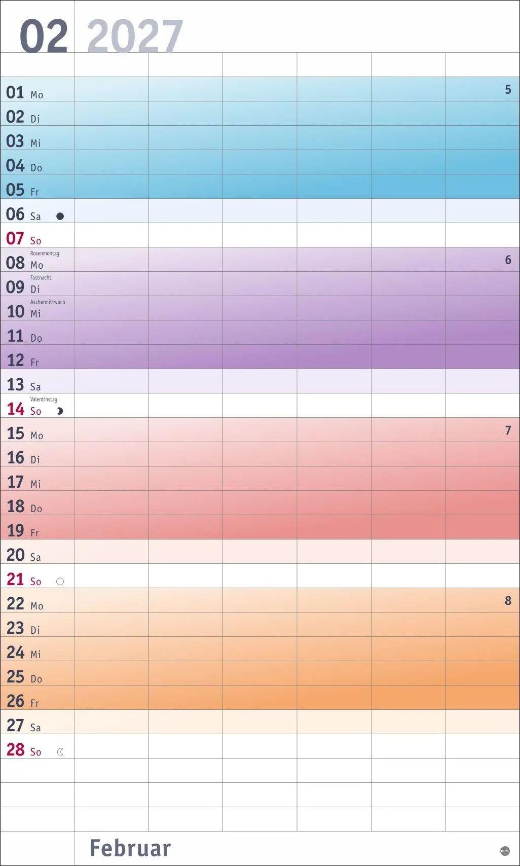Bild: 9783756416141 | Bunte Wochen Familienplaner XL 2027 | Heye | Kalender | Spiralbindung