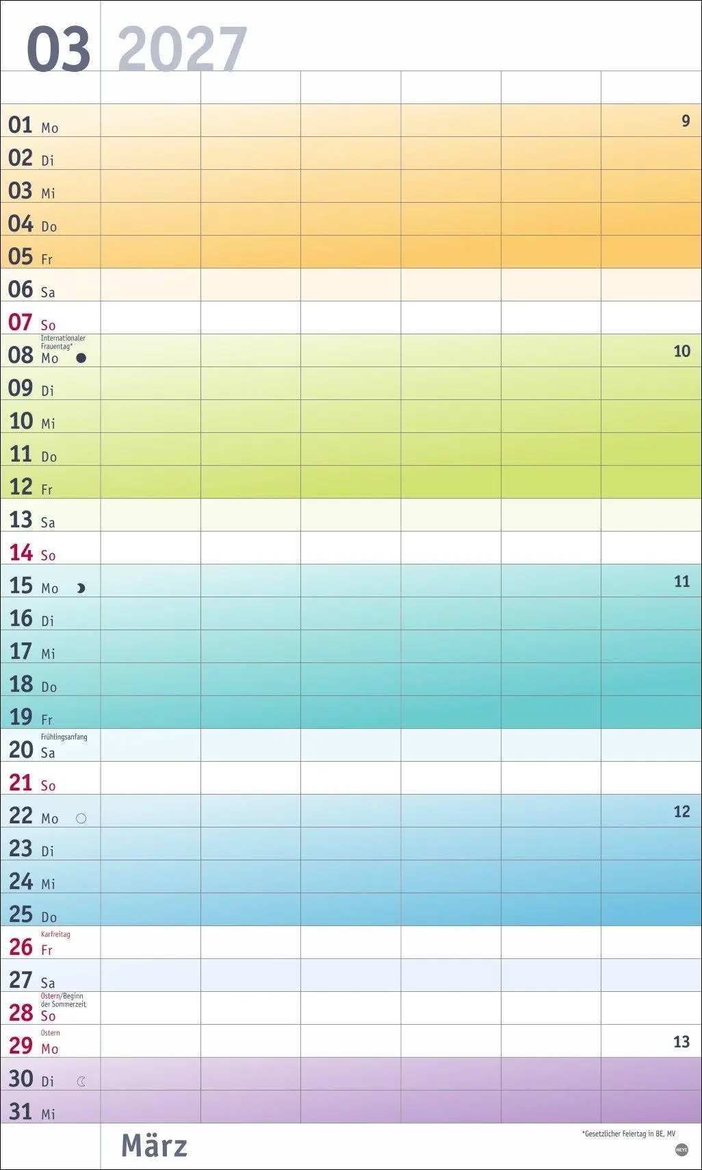 Bild: 9783756416141 | Bunte Wochen Familienplaner XL 2027 | Heye | Kalender | Spiralbindung
