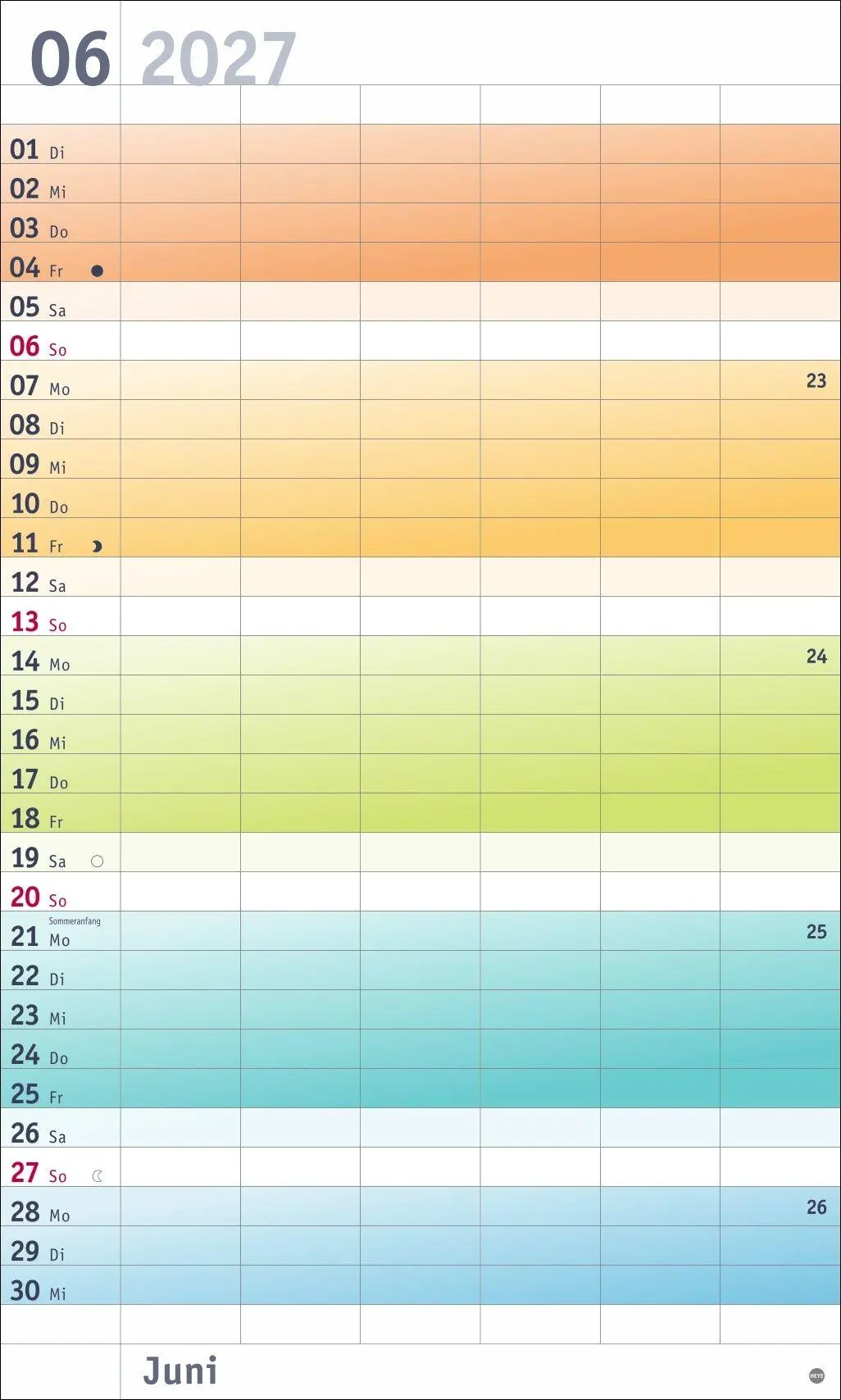 Bild: 9783756416141 | Bunte Wochen Familienplaner XL 2027 | Heye | Kalender | Spiralbindung