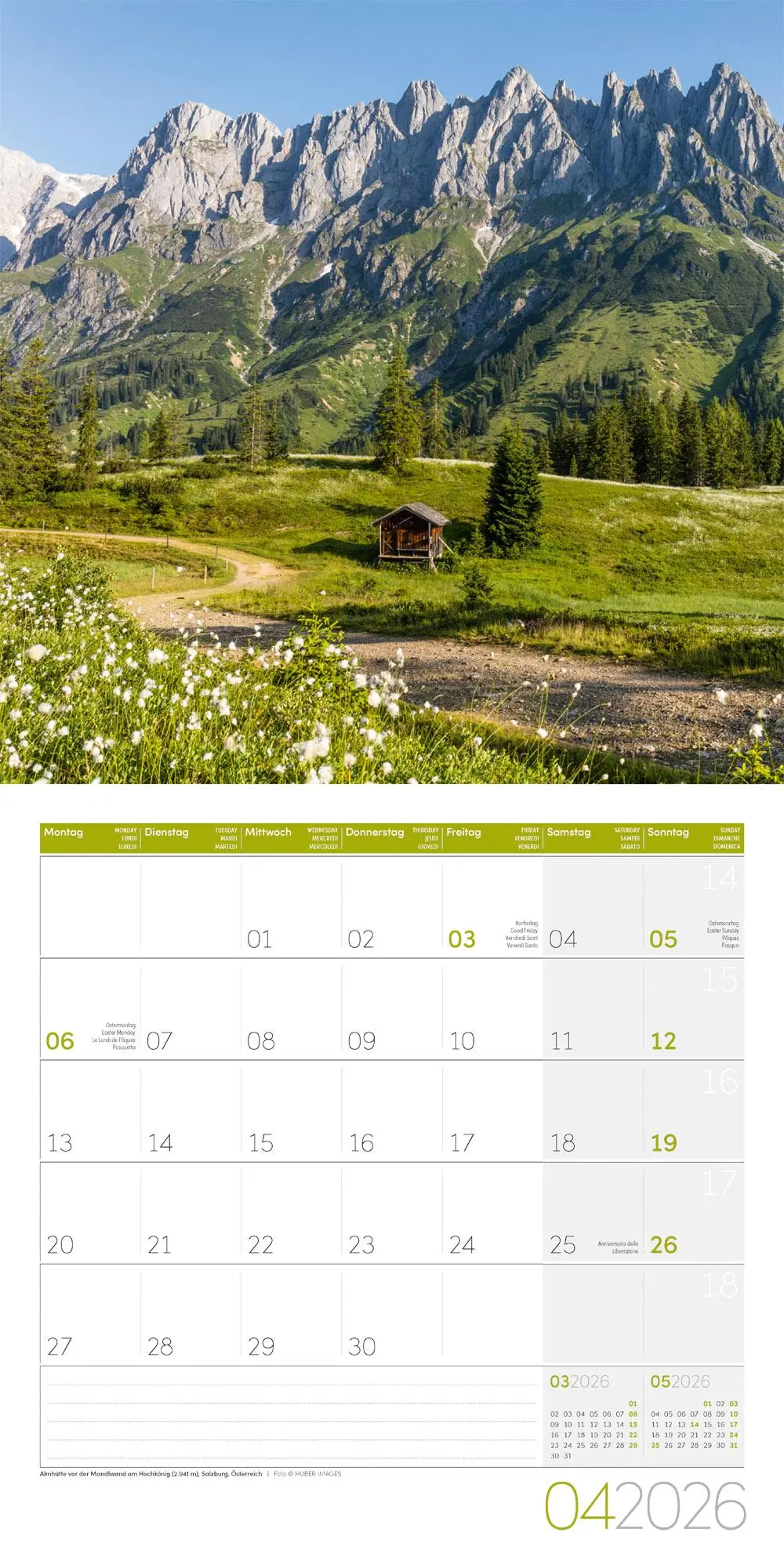 Bild: 9783838446141 | Alpen Kalender 2026 - 30x30 | Ackermann Kunstverlag GmbH | Kalender