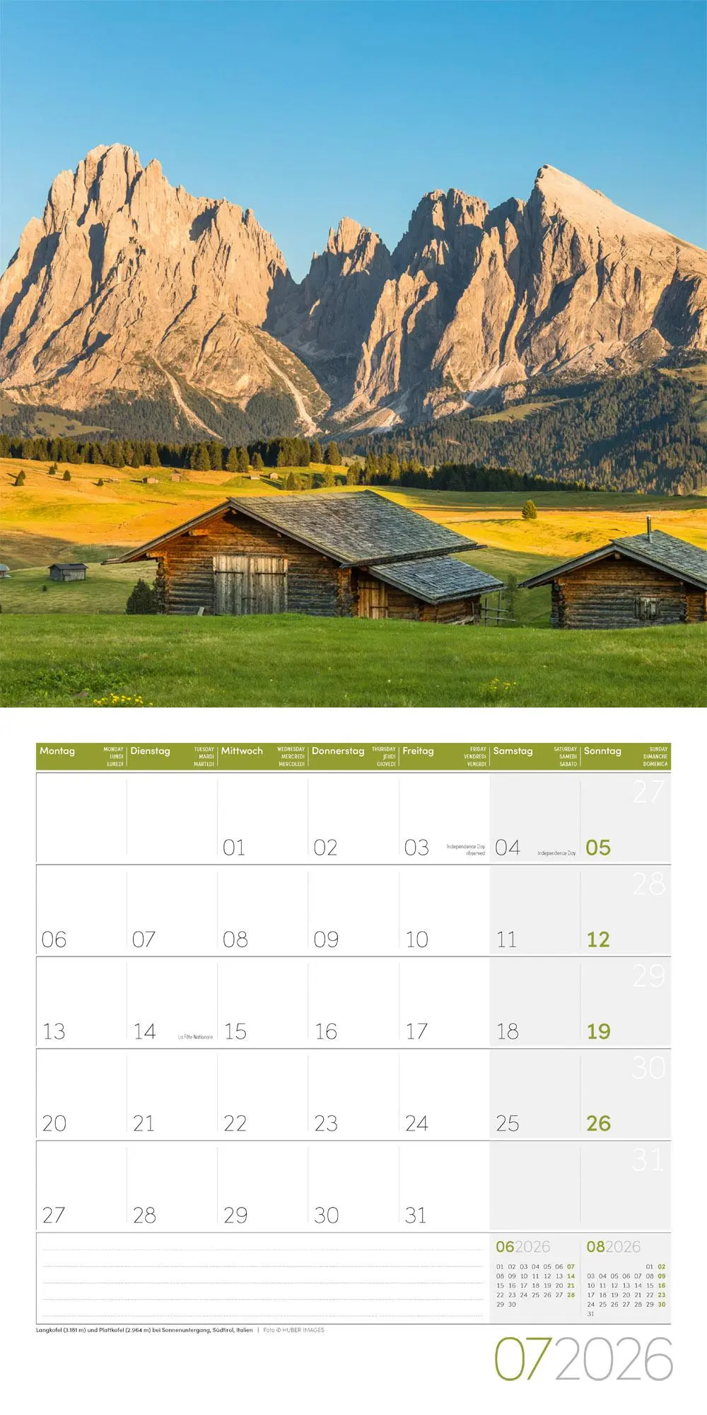 Bild: 9783838446141 | Alpen Kalender 2026 - 30x30 | Ackermann Kunstverlag GmbH | Kalender