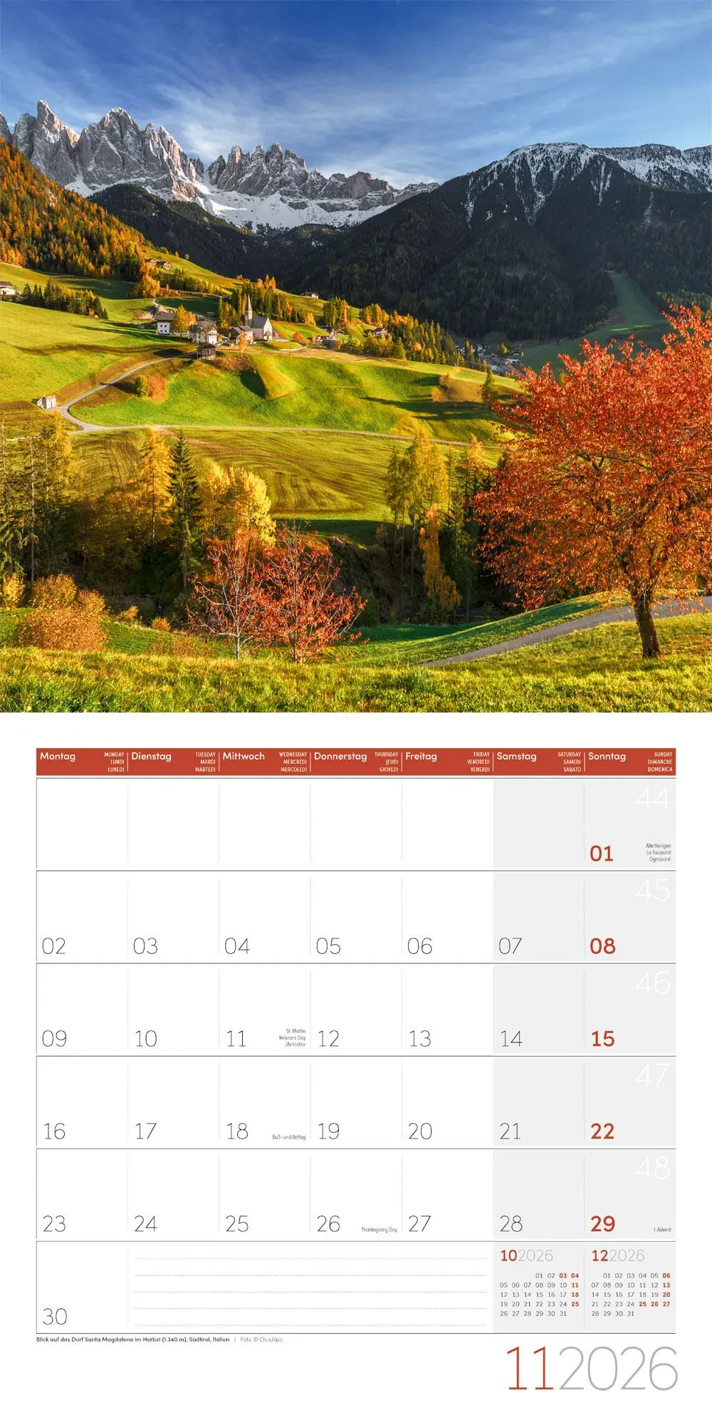 Bild: 9783838446141 | Alpen Kalender 2026 - 30x30 | Ackermann Kunstverlag GmbH | Kalender