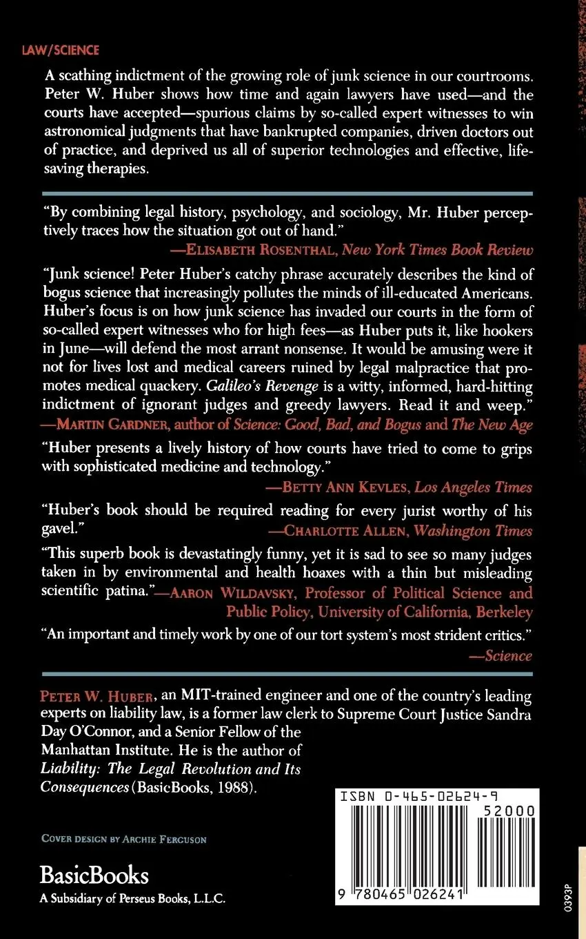 Rückseite: 9780465026241 | Galileo's Revenge | Junk Science in the Courtroom | Huber | Buch