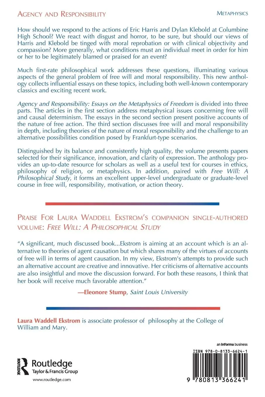 Rückseite: 9780813366241 | Agency And Responsiblity | Essays On The Metaphysics Of Freedom | Buch