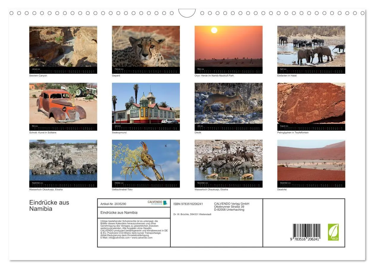 Bild: 9783516206241 | Eindrücke aus Namibia (Wandkalender 2026 DIN A3 quer), CALVENDO...