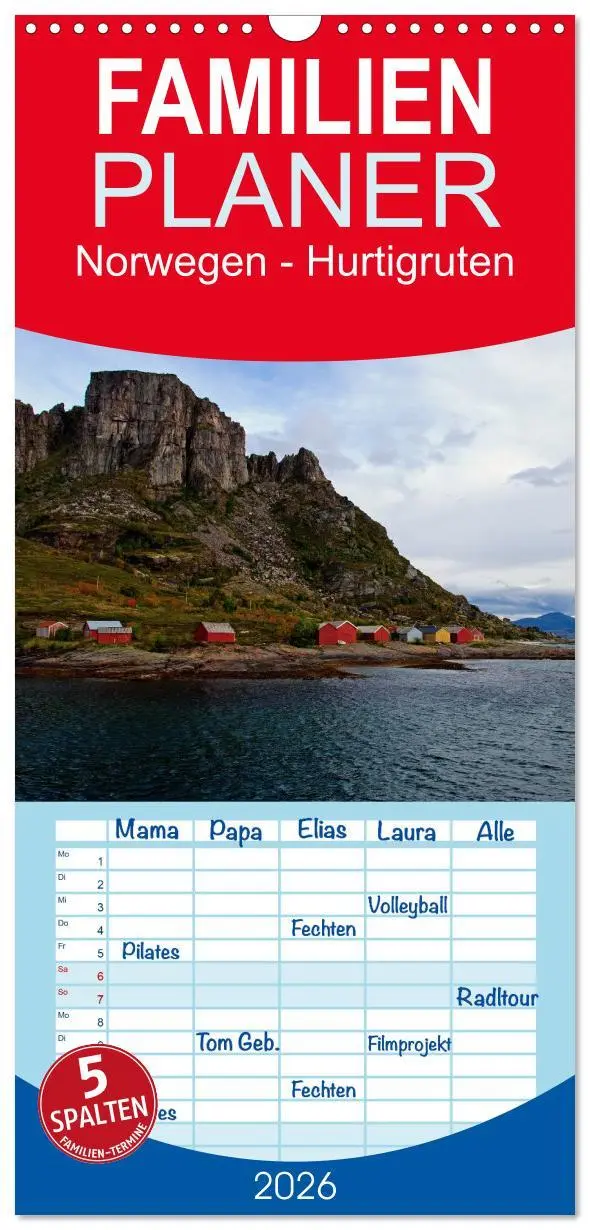 Cover: 9783516516241 | Familienplaner 2026 - Norwegen - Hurtigruten mit 5 Spalten...