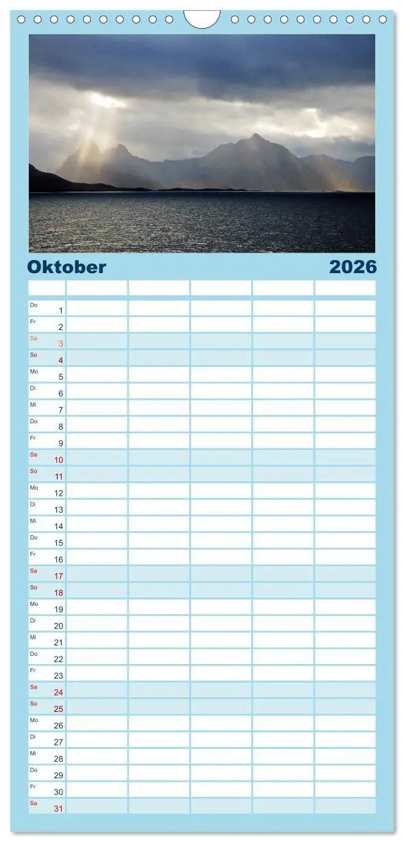 Bild: 9783516516241 | Familienplaner 2026 - Norwegen - Hurtigruten mit 5 Spalten...