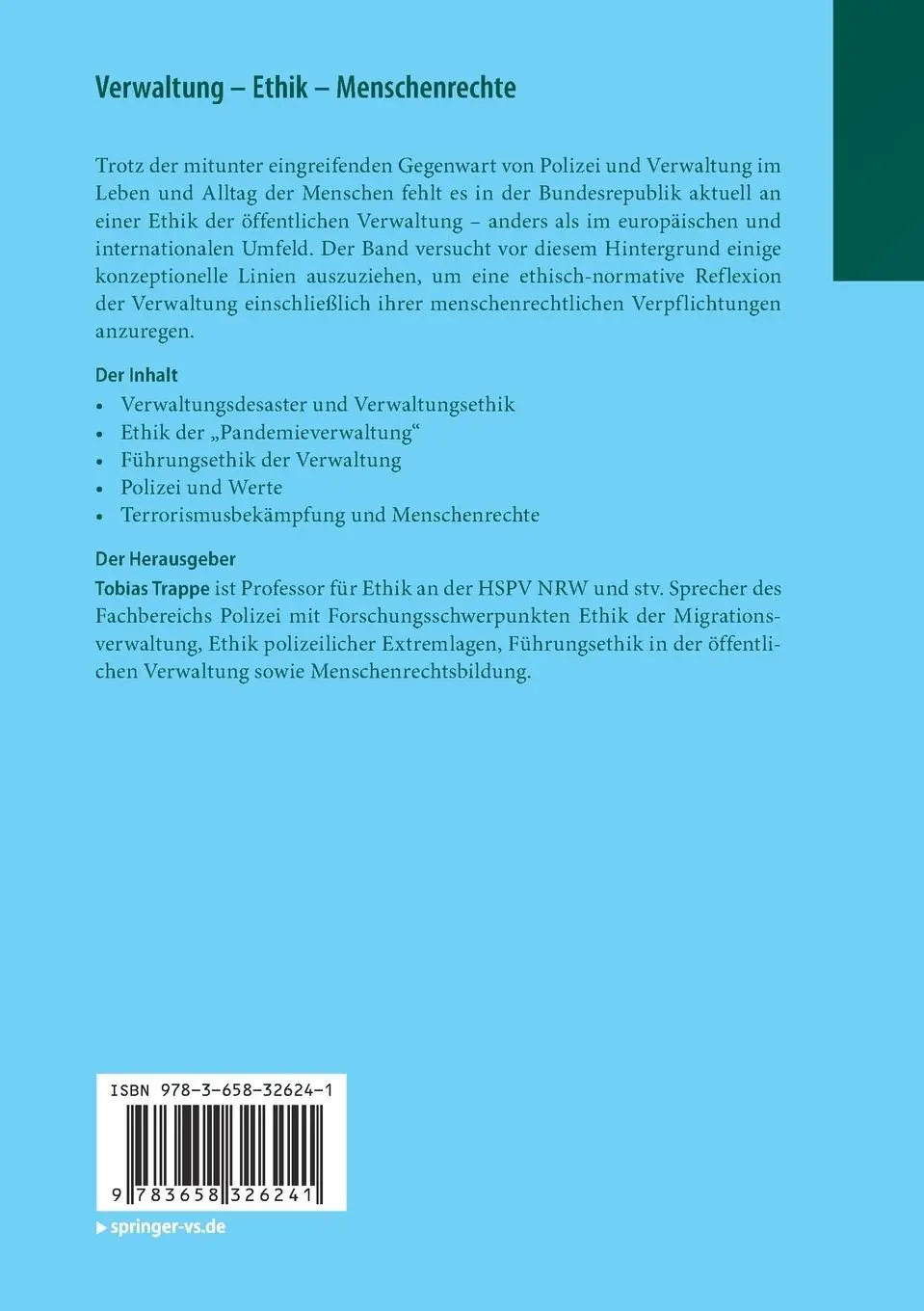 Rückseite: 9783658326241 | Verwaltung - Ethik - Menschenrechte | Tobias Trappe | Taschenbuch