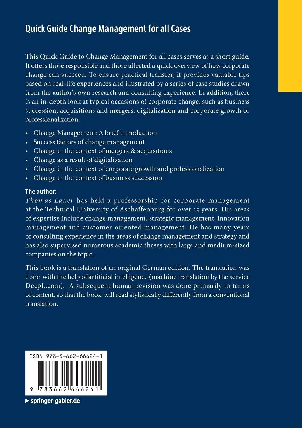 Rückseite: 9783662666241 | Quick Guide Change Management for all Cases | Thomas Lauer | Buch | ix