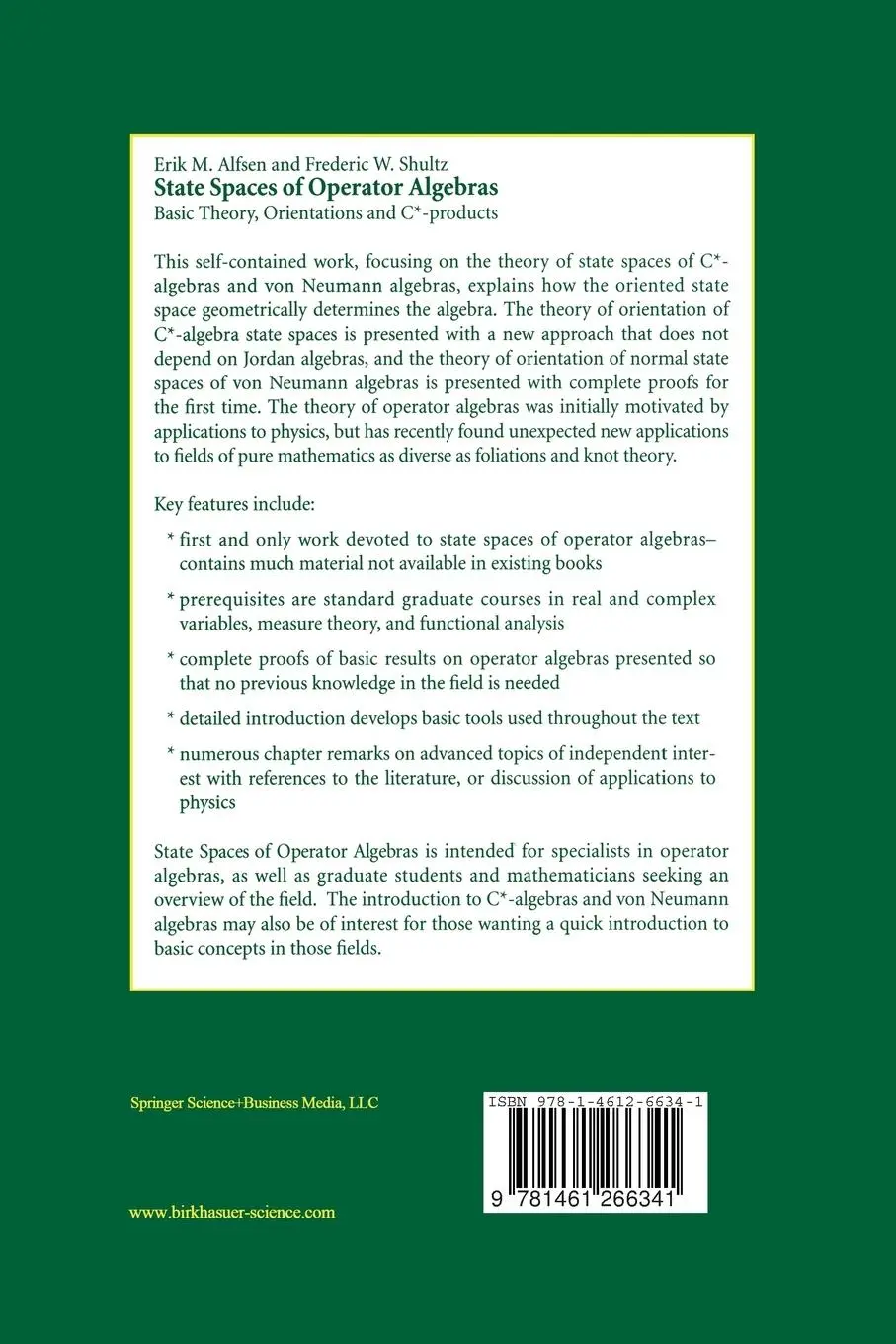 Rückseite: 9781461266341 | State Spaces of Operator Algebras | Erik M. Alfsen (u. a.) | Buch