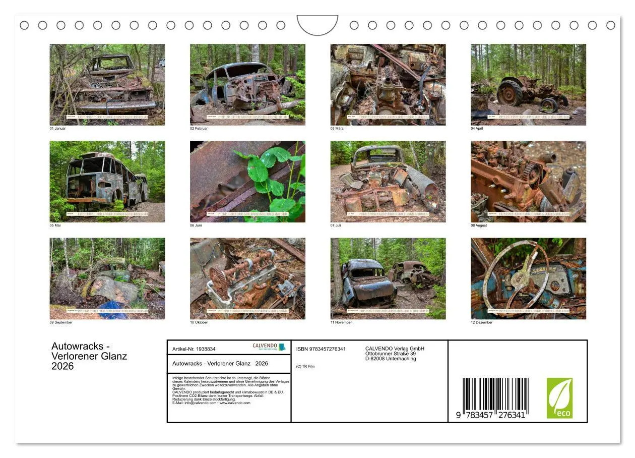 Bild: 9783457276341 | Autowracks - Verlorener Glanz 2026 (Wandkalender 2026 DIN A4 quer),...