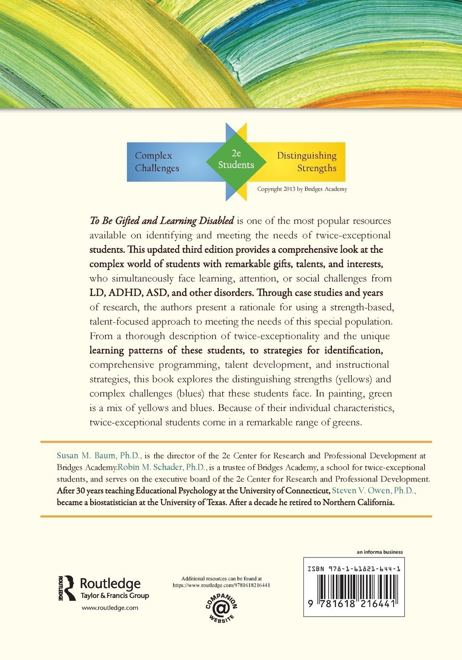 Rückseite: 9781618216441 | To Be Gifted and Learning Disabled | Susan M. Baum (u. a.) | Buch