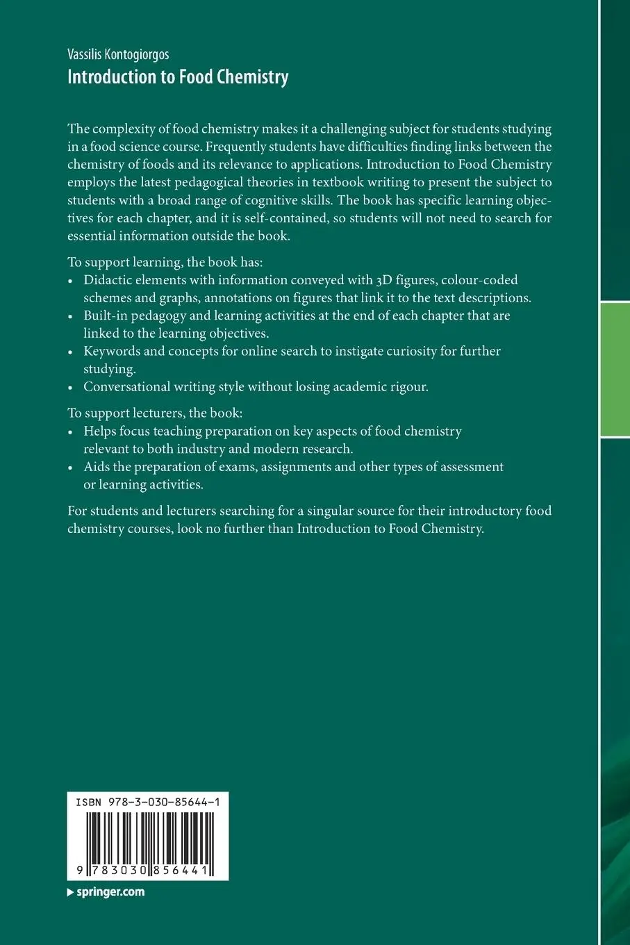 Rückseite: 9783030856441 | Introduction to Food Chemistry | Vassilis Kontogiorgos | Taschenbuch