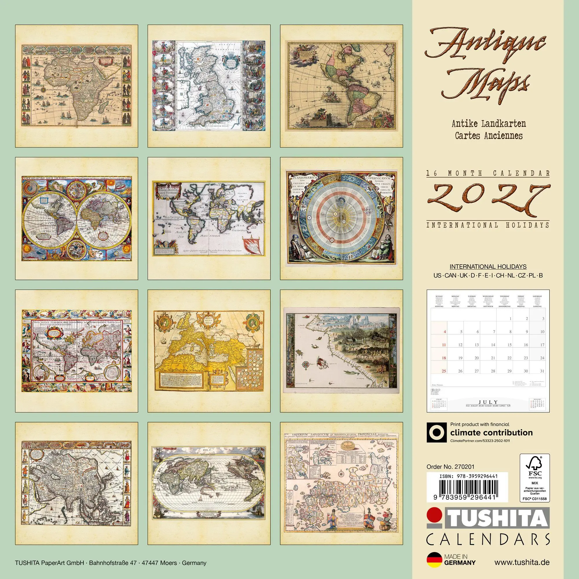 Bild: 9783959296441 | Antique Maps 2027 | Kalender 2027 | Kalender | Media Illustration