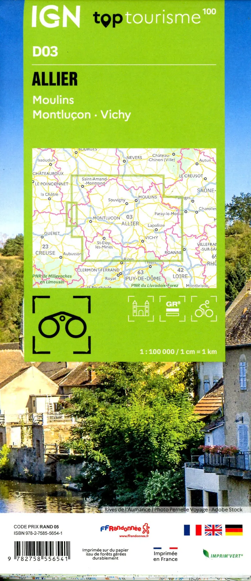Bild: 9782758556541 | Allier Montluçon | ALLIER - MONTLUÇON - MOULIN - VICHY 1:100000 | 2025