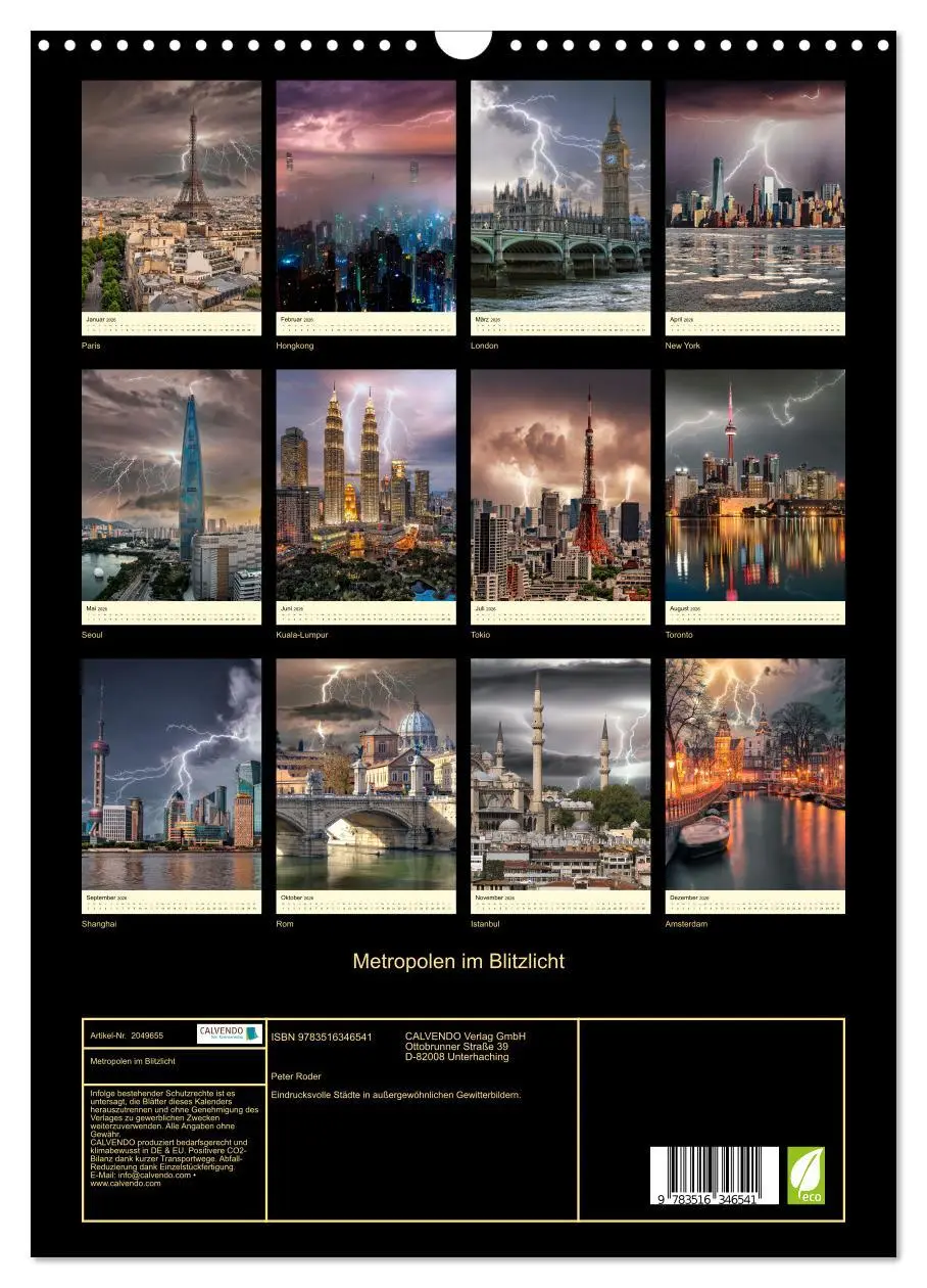 Bild: 9783516346541 | Metropolen im Blitzlicht (Wandkalender 2026 DIN A3 hoch), CALVENDO...