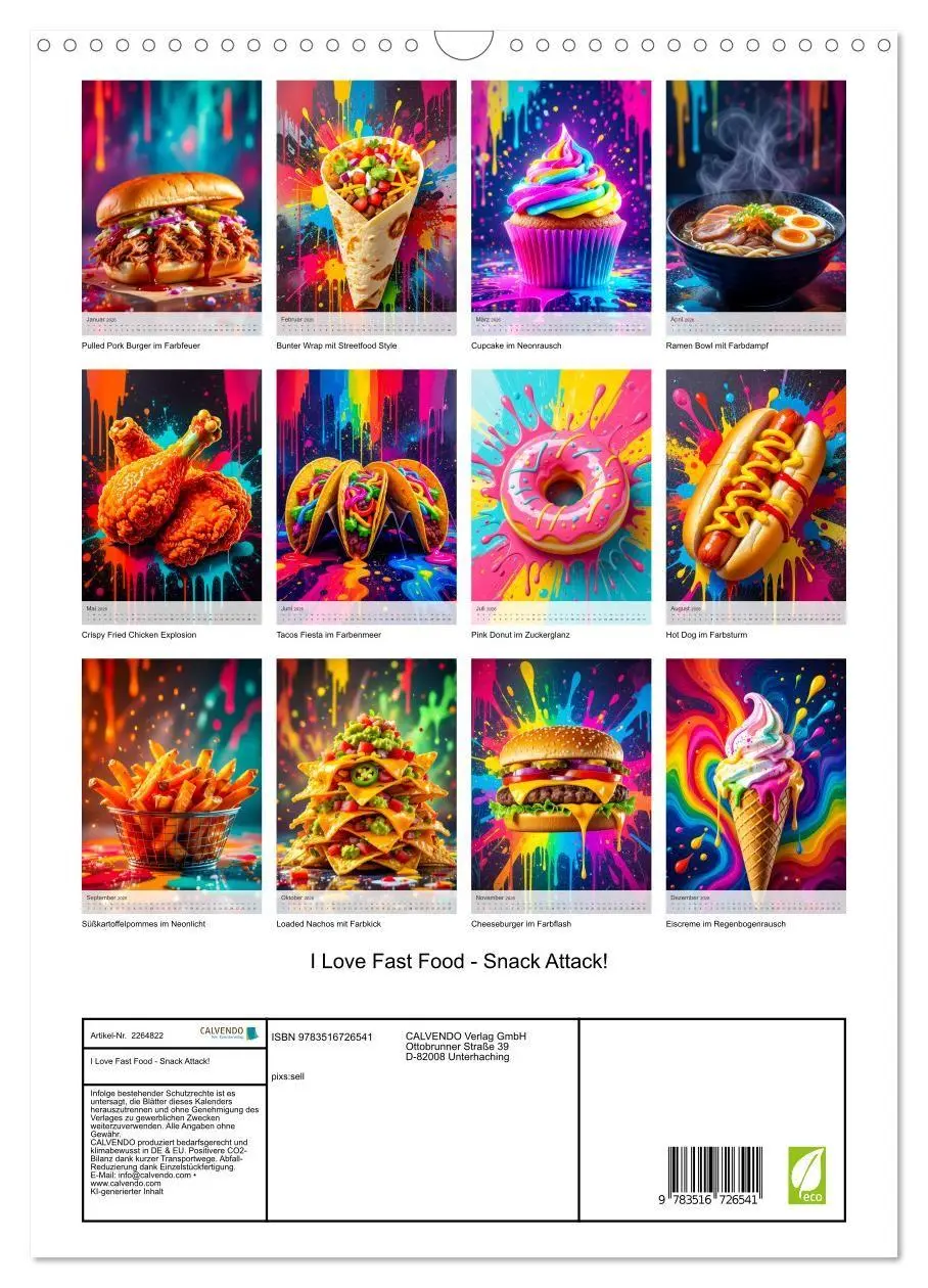 Bild: 9783516726541 | I Love Fast Food - Snack Attack! (Wandkalender 2026 DIN A3 hoch),...