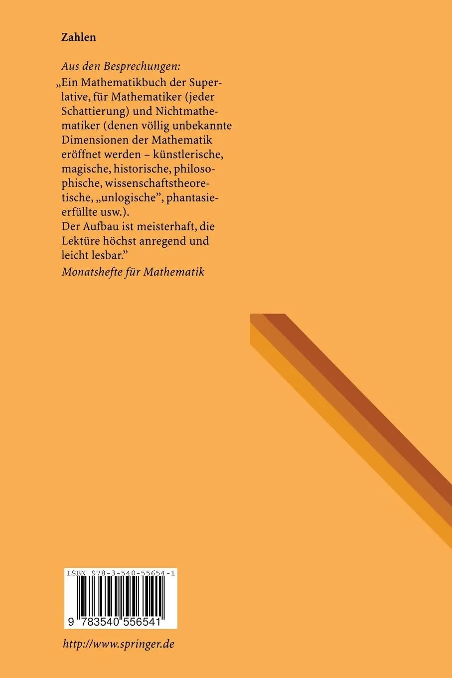 Rückseite: 9783540556541 | Zahlen | Heinz-Dieter Ebbinghaus (u. a.) | Taschenbuch | XIV | Deutsch