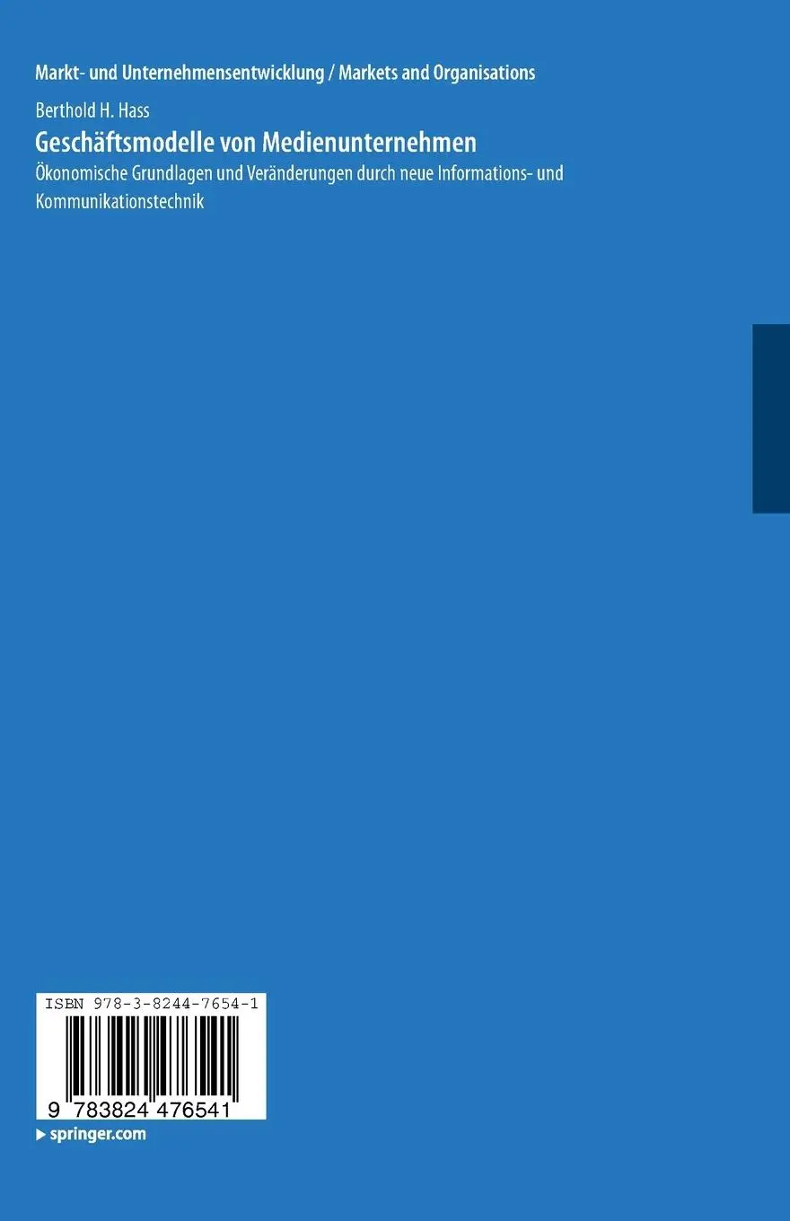 Rückseite: 9783824476541 | Geschäftsmodelle von Medienunternehmen | Berthold H. Hass | Buch | xvi