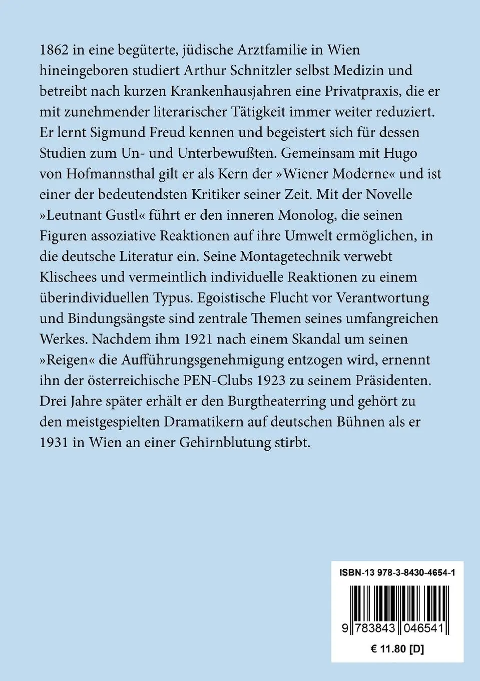 Rückseite: 9783843046541 | Professor Bernhardi | Komödie in fünf Akten | Arthur Schnitzler | Buch