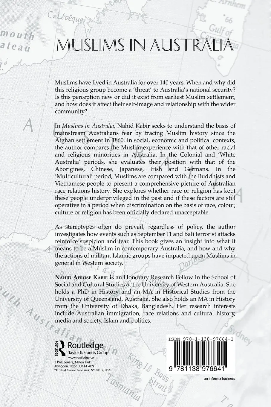 Rückseite: 9781138976641 | Muslims In Australia | Nahid Kabir | Taschenbuch | Englisch | 2016