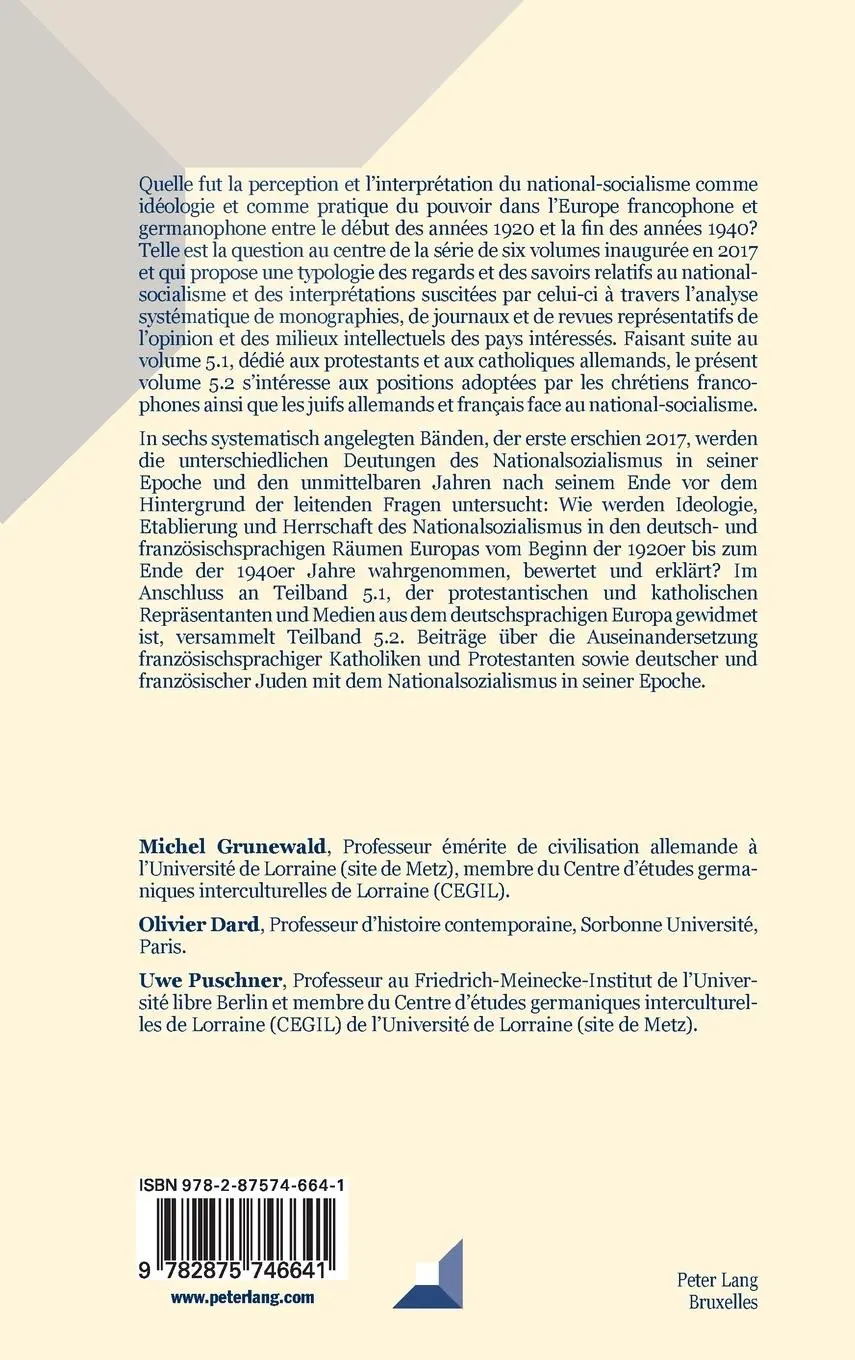 Rückseite: 9782875746641 | Confrontations au national-socialisme dans l'Europe francophone et...