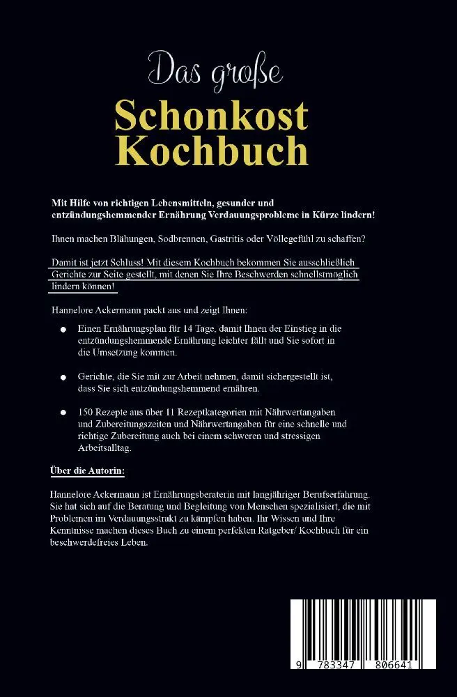 Bild: 9783347806641 | Das große Schonkost Kochbuch! Gesunde Ernährung für Magen und Darm!...