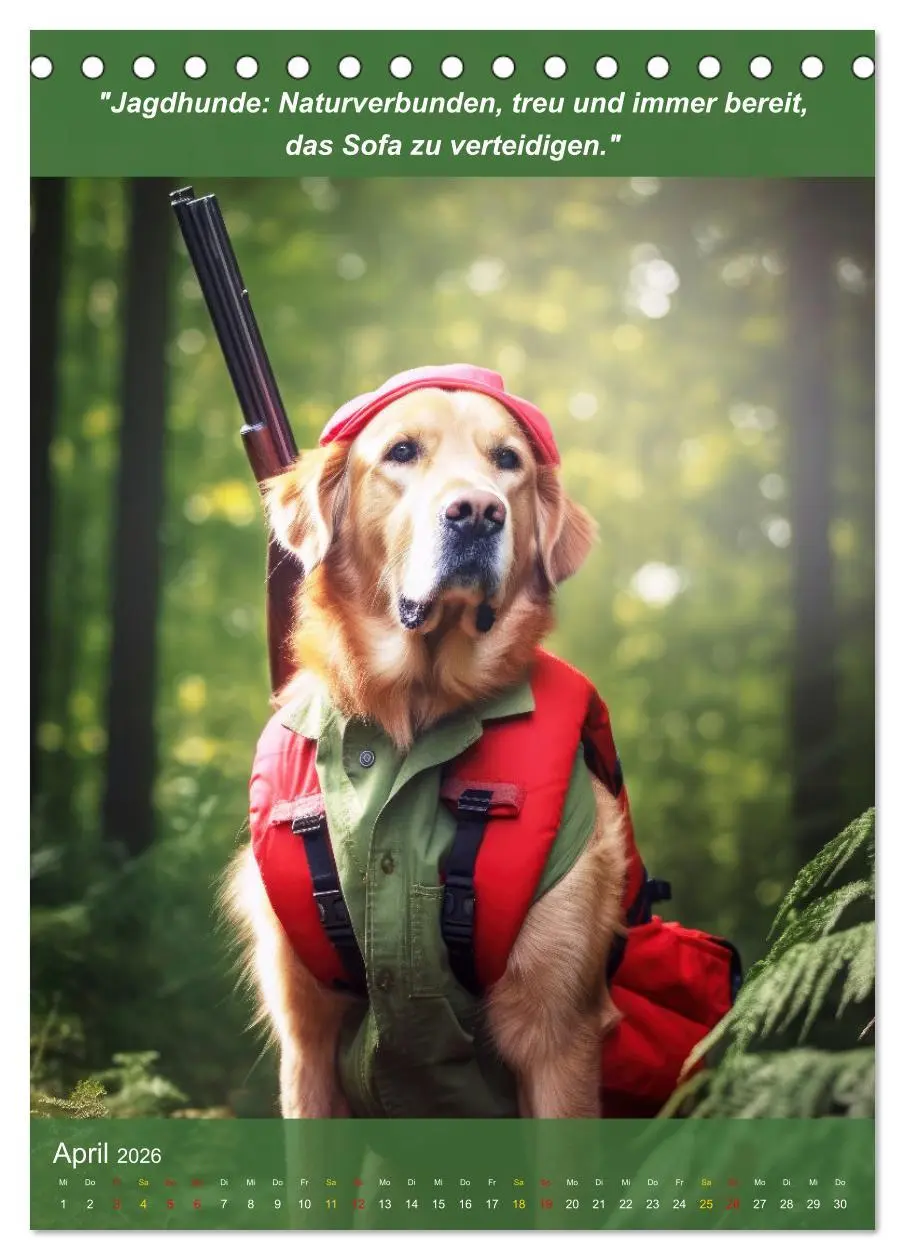 Bild: 9783516266641 | Lustige Jagdhunde mit Jägerlatein (Tischkalender 2026 DIN A5 hoch),...