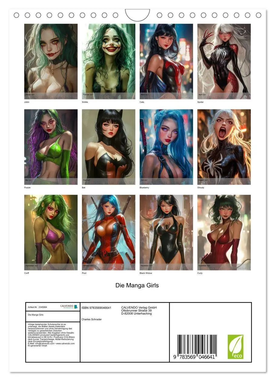 Bild: 9783569046641 | Die Manga Girls (Wandkalender 2027 DIN A4 hoch), CALVENDO...