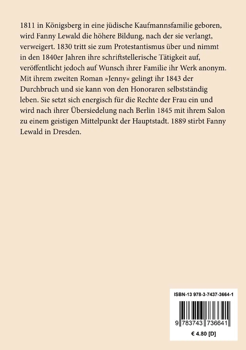 Rückseite: 9783743736641 | Die Tante | Eine Novelle | Fanny Lewald | Taschenbuch | Paperback