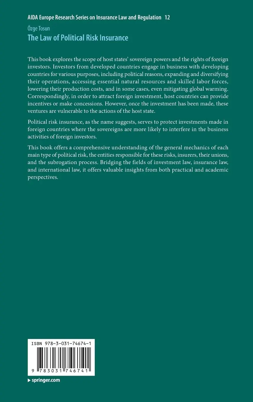 Rückseite: 9783031746741 | The Law of Political Risk Insurance | Özge Tosun | Buch | xiv | 2025