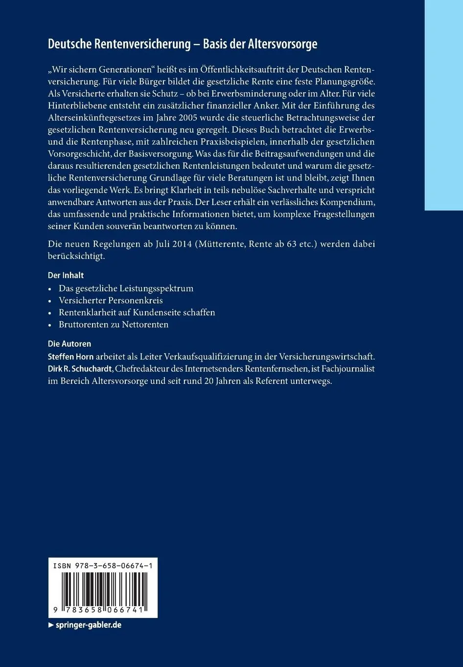 Rückseite: 9783658066741 | Deutsche Rentenversicherung - Basis der Altersvorsorge | Taschenbuch