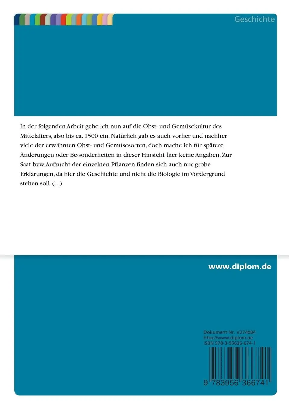 Rückseite: 9783956366741 | Obst und Gemüse im Mittelalter | Nicola Huber | Taschenbuch | 32 S.