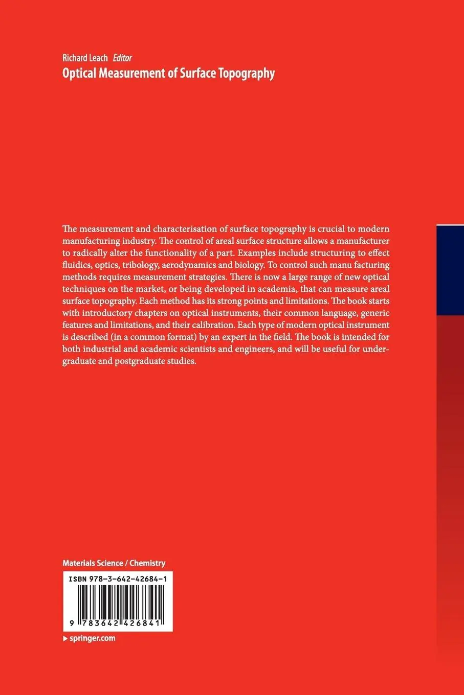 Rückseite: 9783642426841 | Optical Measurement of Surface Topography | Richard Leach | Buch