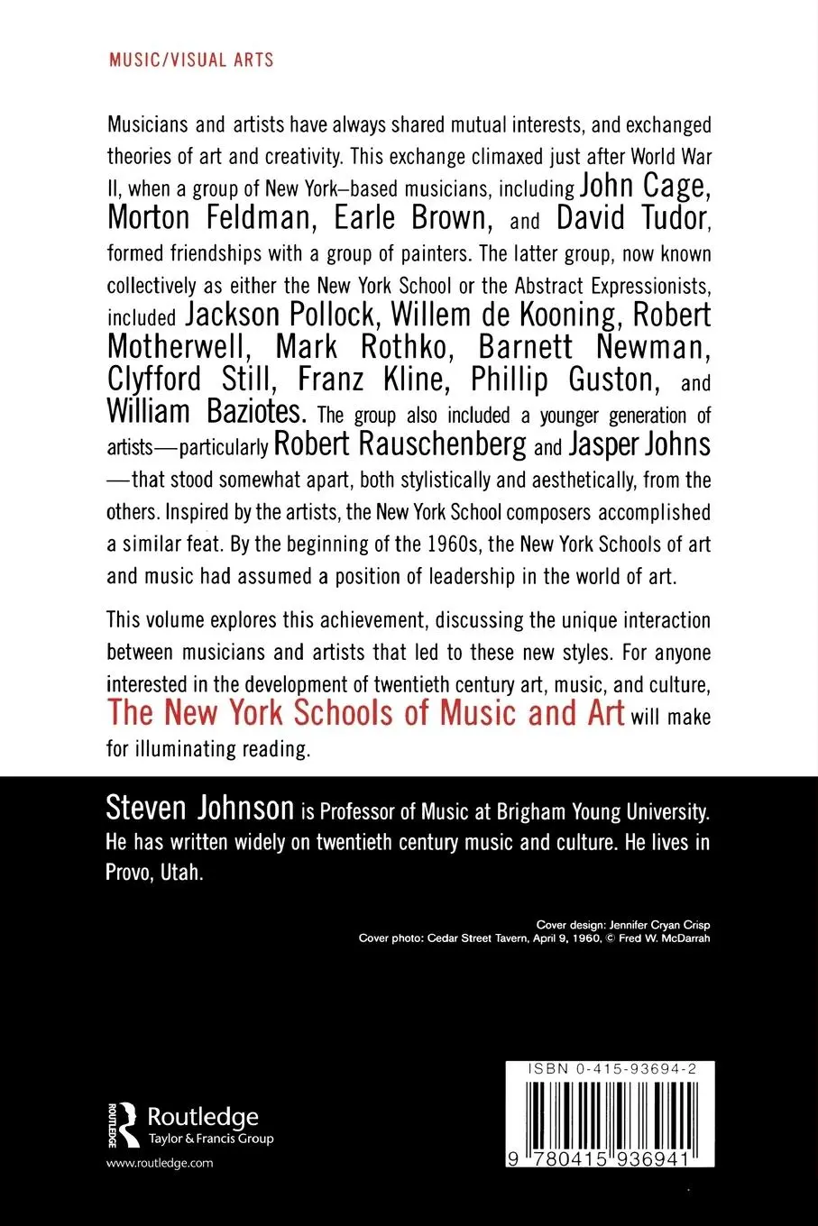 Rückseite: 9780415936941 | The New York Schools of Music and the Visual Arts | Steven Johnson