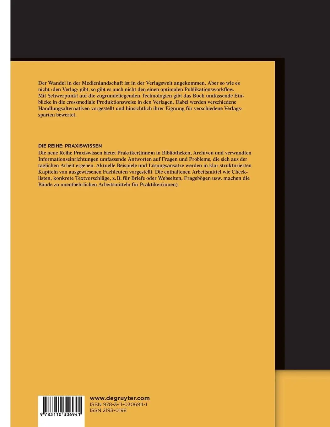 Rückseite: 9783110306941 | Crossmediales Publizieren im Verlag | Tobias Ott | Taschenbuch | X