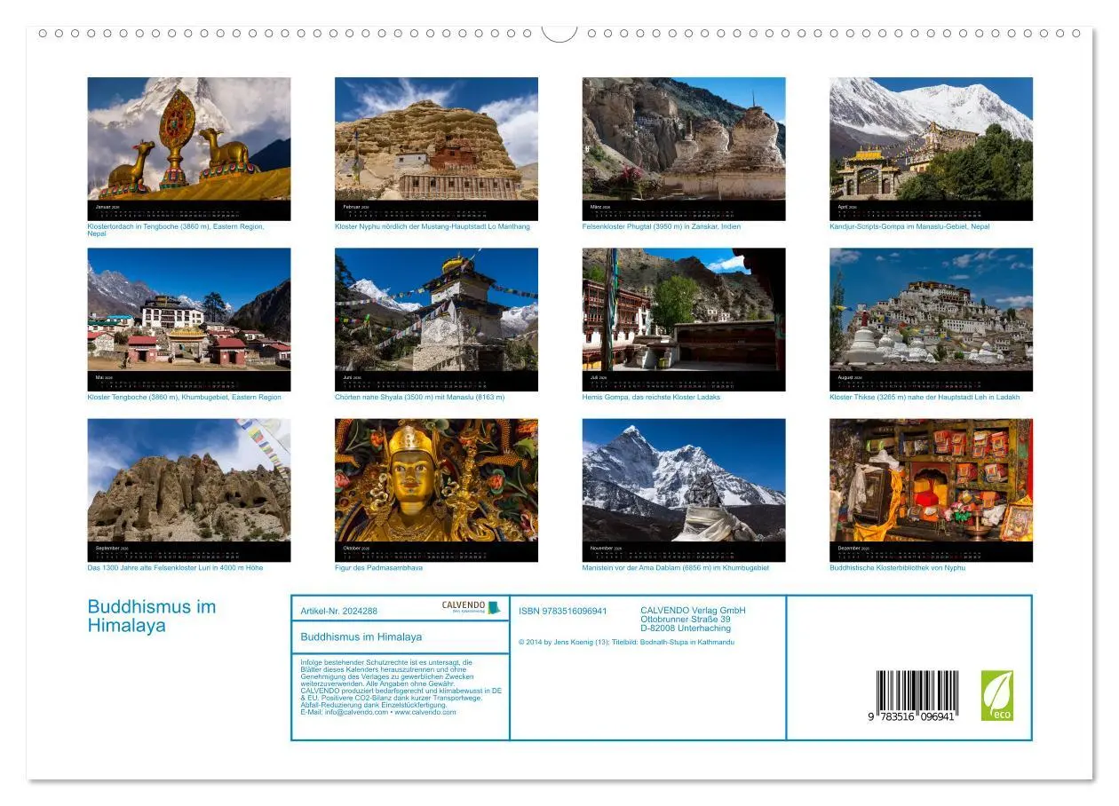 Bild: 9783516096941 | Buddhismus im Himalaya (hochwertiger Premium Wandkalender 2026 DIN...